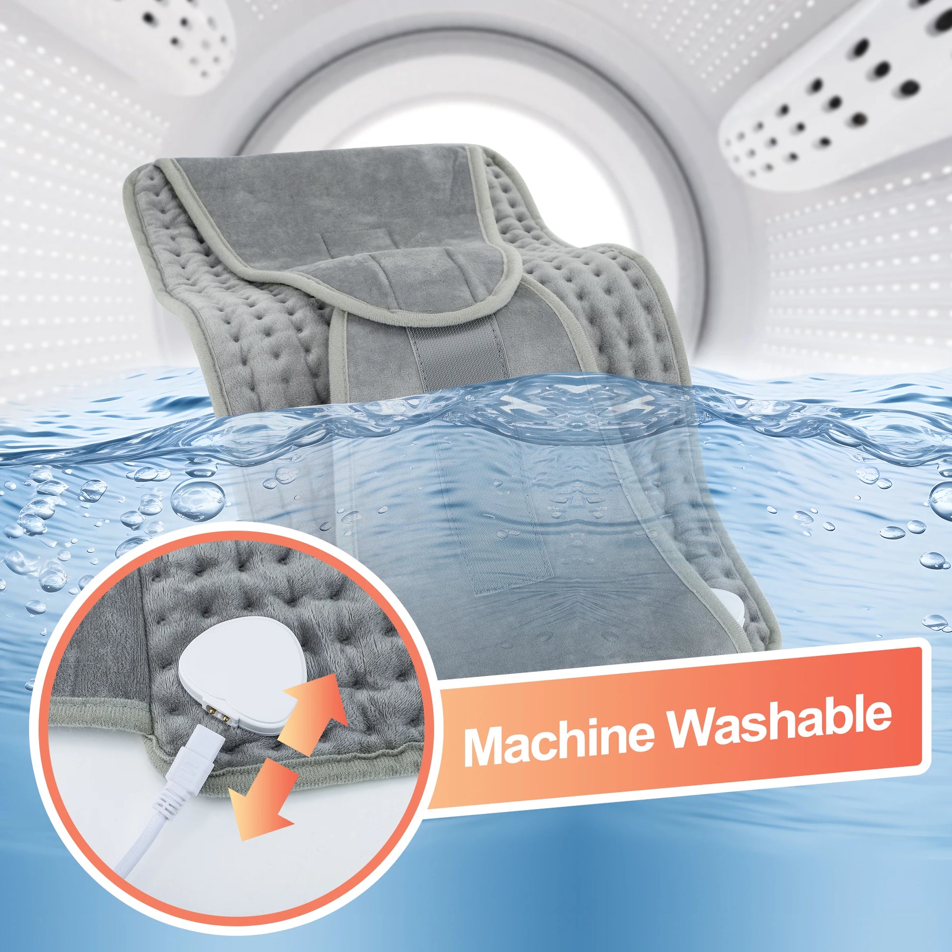 Machine washable heating belt — the controller unplugs